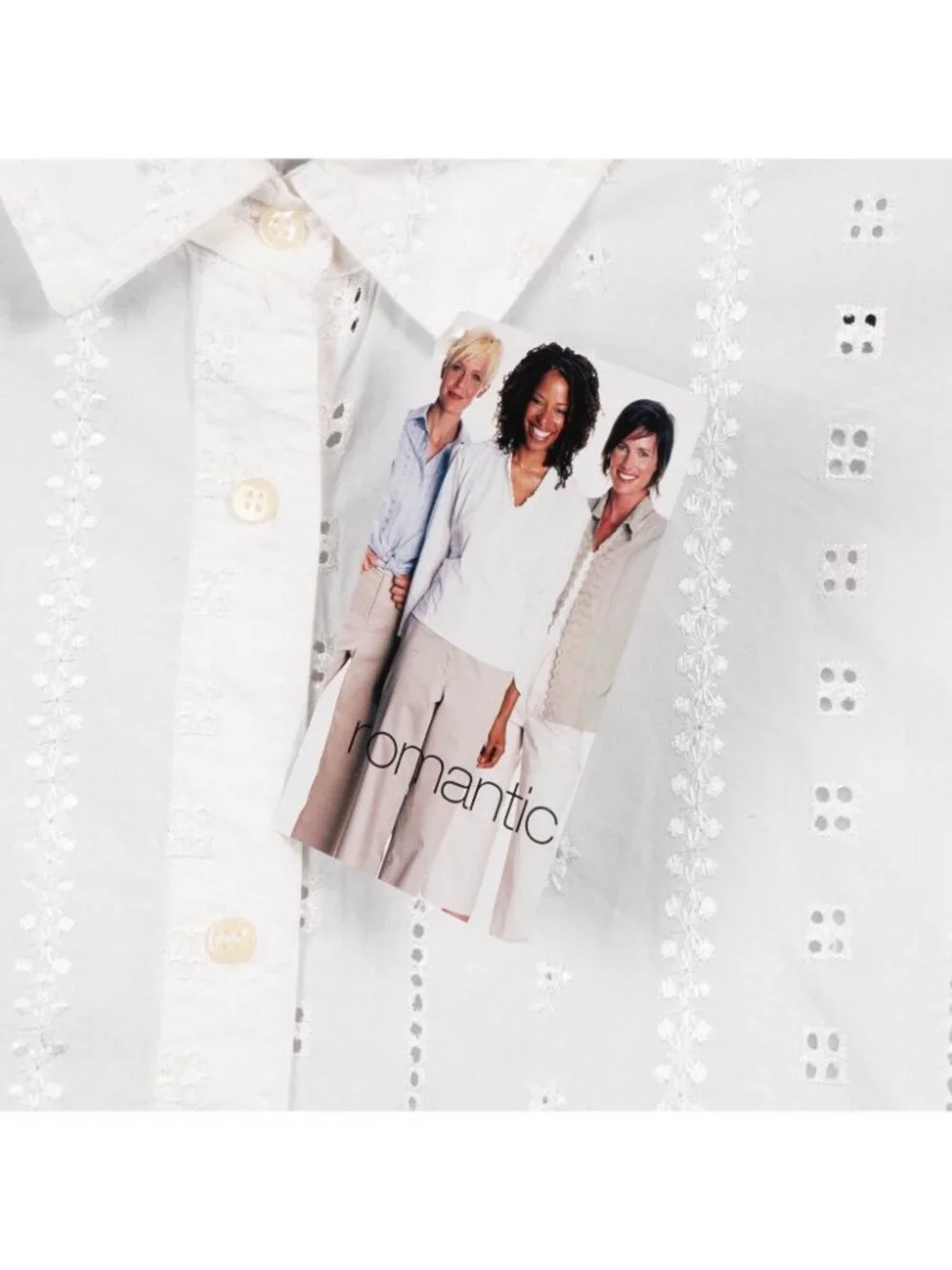 White Stag Eyelet Button Up Shirt L 12 14 Womens VTG NEW White Cotton Collared